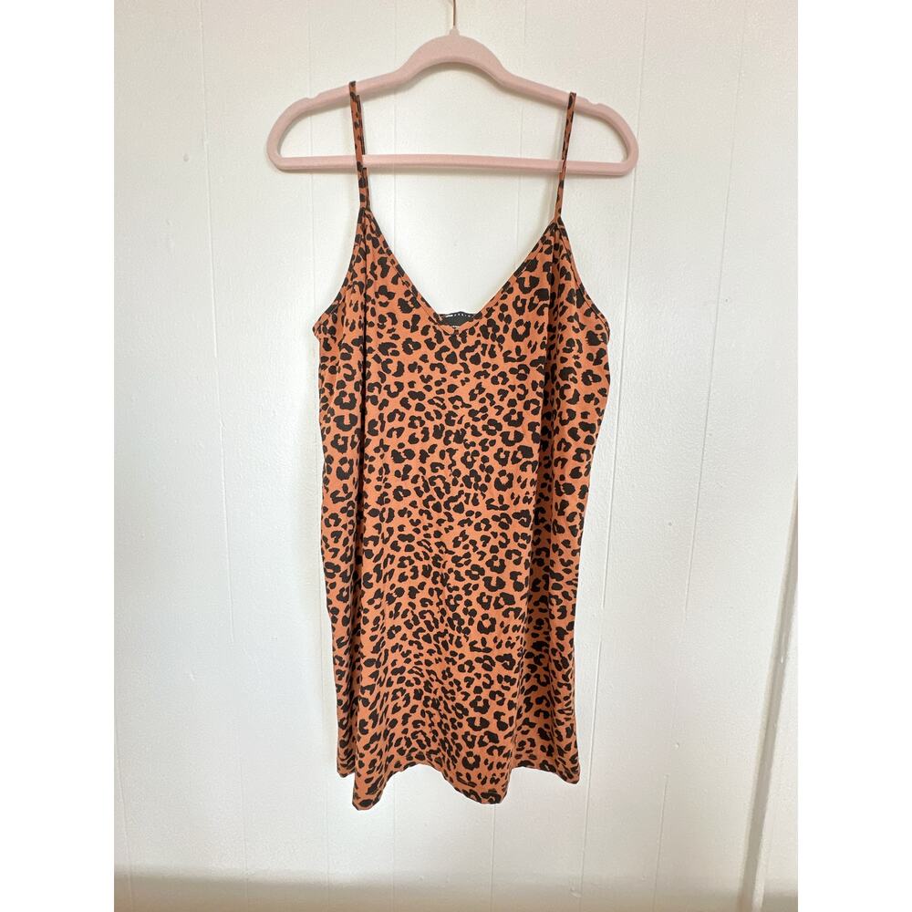ASOS DESIGN Yellow Leopard Print T-Shirt Dress US 8 - 100% Cotton Mini